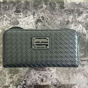 Disney Parks Loungefly Mickey Mouse Black Woven Wallet New